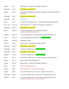 New Haven Community Schools calendar