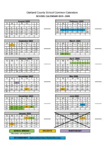 Oakland County School Common Calendars 25-26