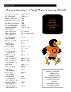Quincy Community Schools calendar