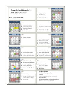Tioga School District nd calendar