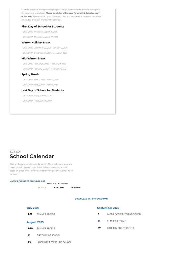West Ottawa Public Schools25-26,1