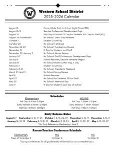 Western School District MI Calendar