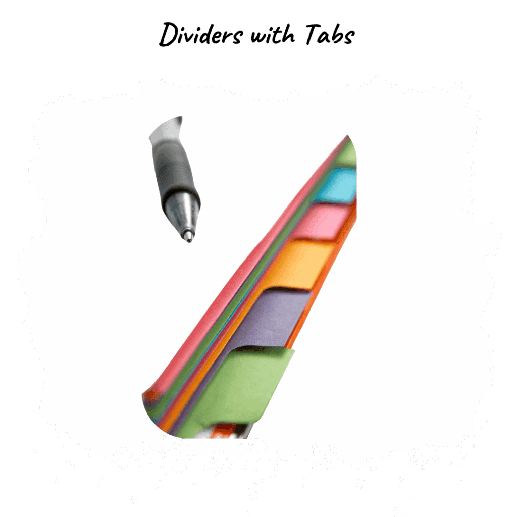 Dividers with Tabs (1 set) – To separate binder subjects