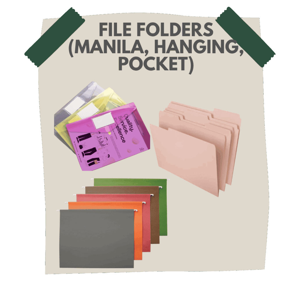 File folders (manila, hanging, pocket)