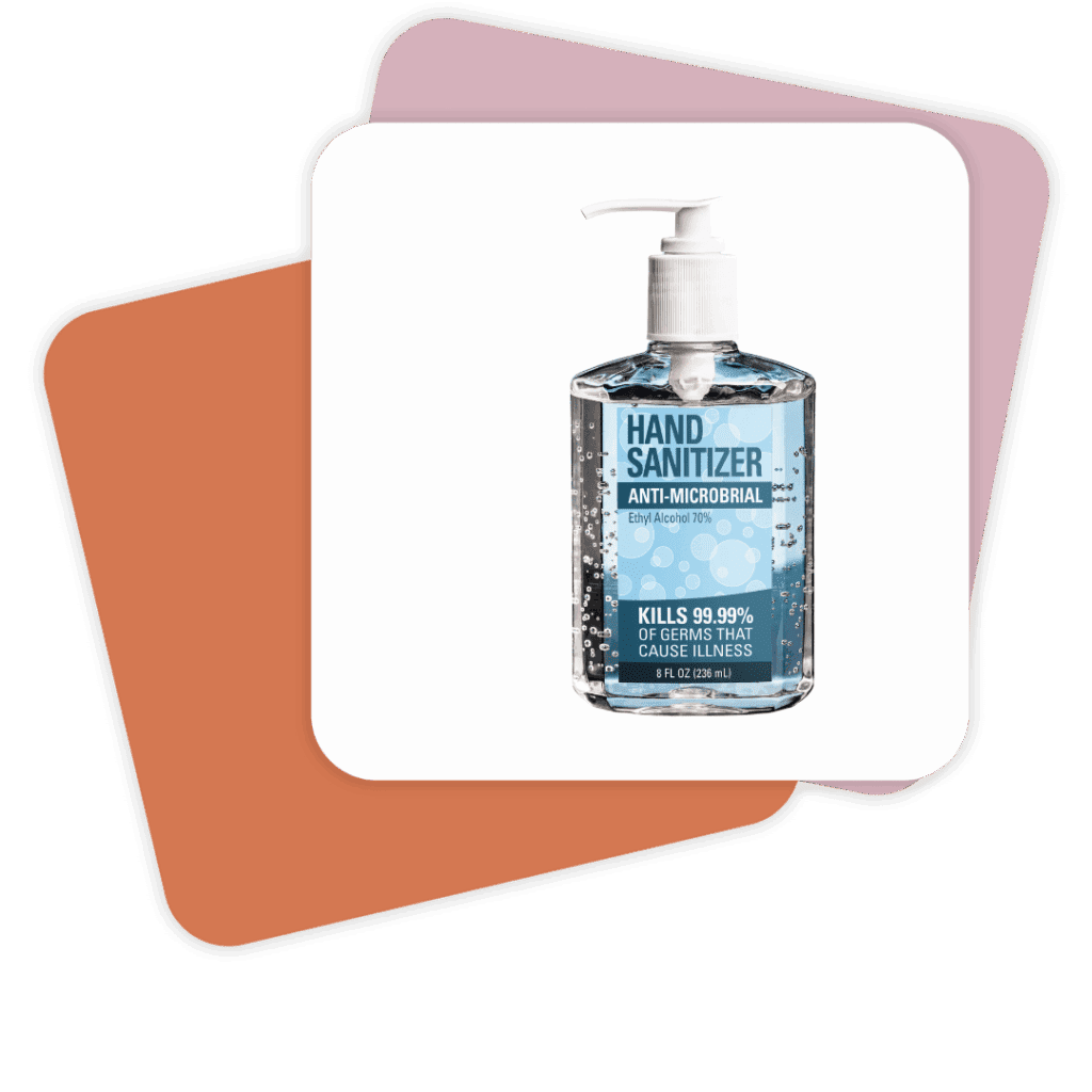 Hand Sanitizer (small bottle) – Keeps hands clean.