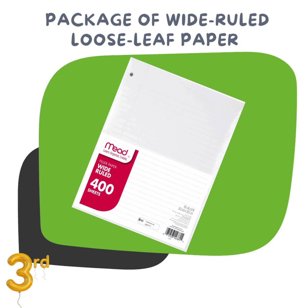 Loose-Leaf Wide-Ruled Paper (1 pack) – For extra assignments and practice work