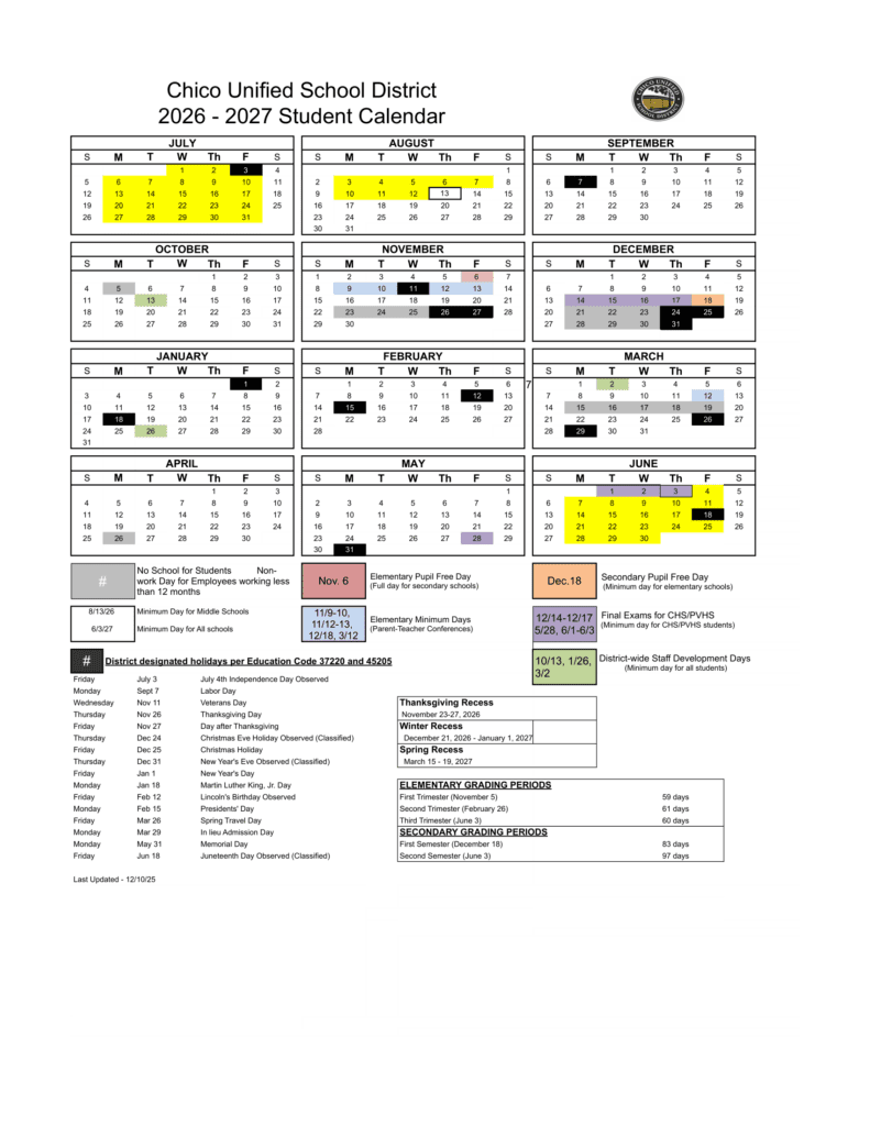 Chico Unified School District Calendar 2026-27 (1)