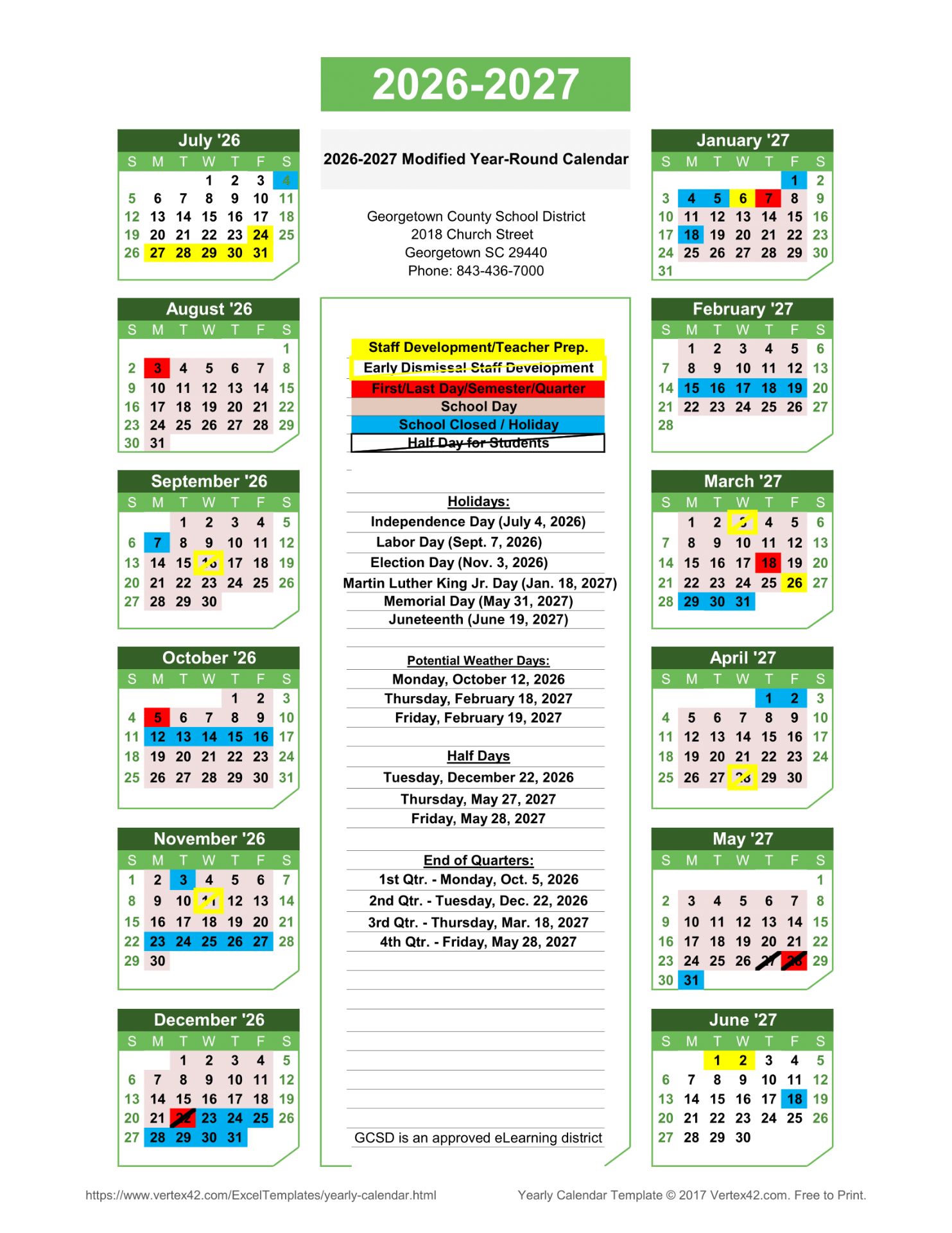Georgetown County School District Calendar 26-27 [PDF] 