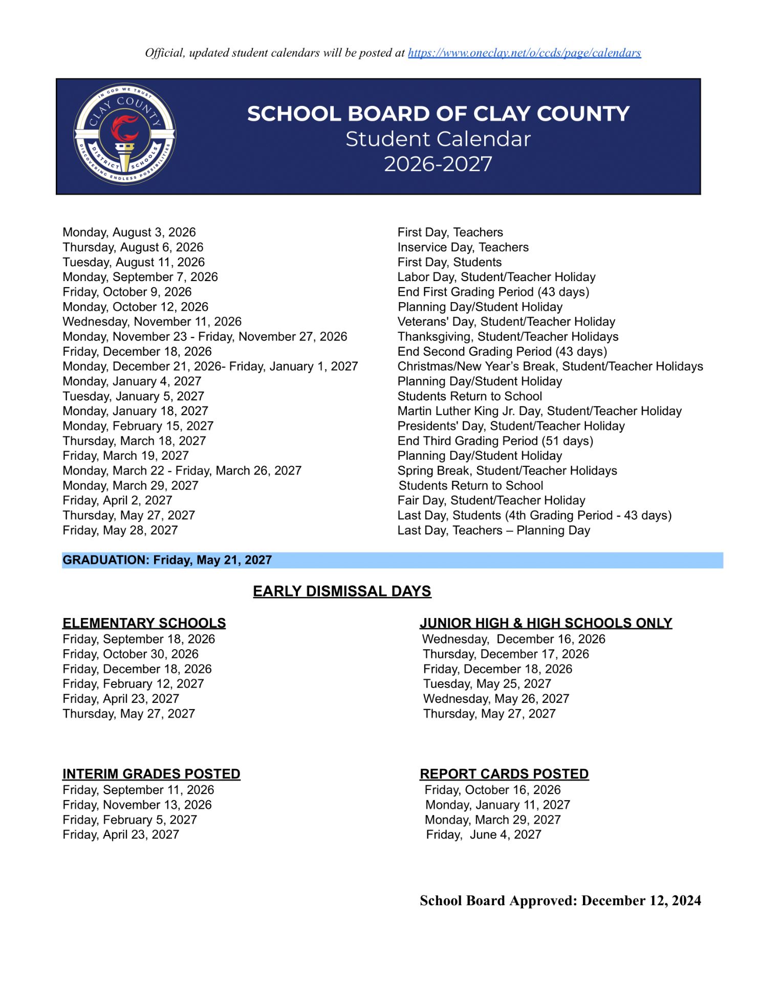 School District of Escambia County Calendar 26 27 Updated (PDF)