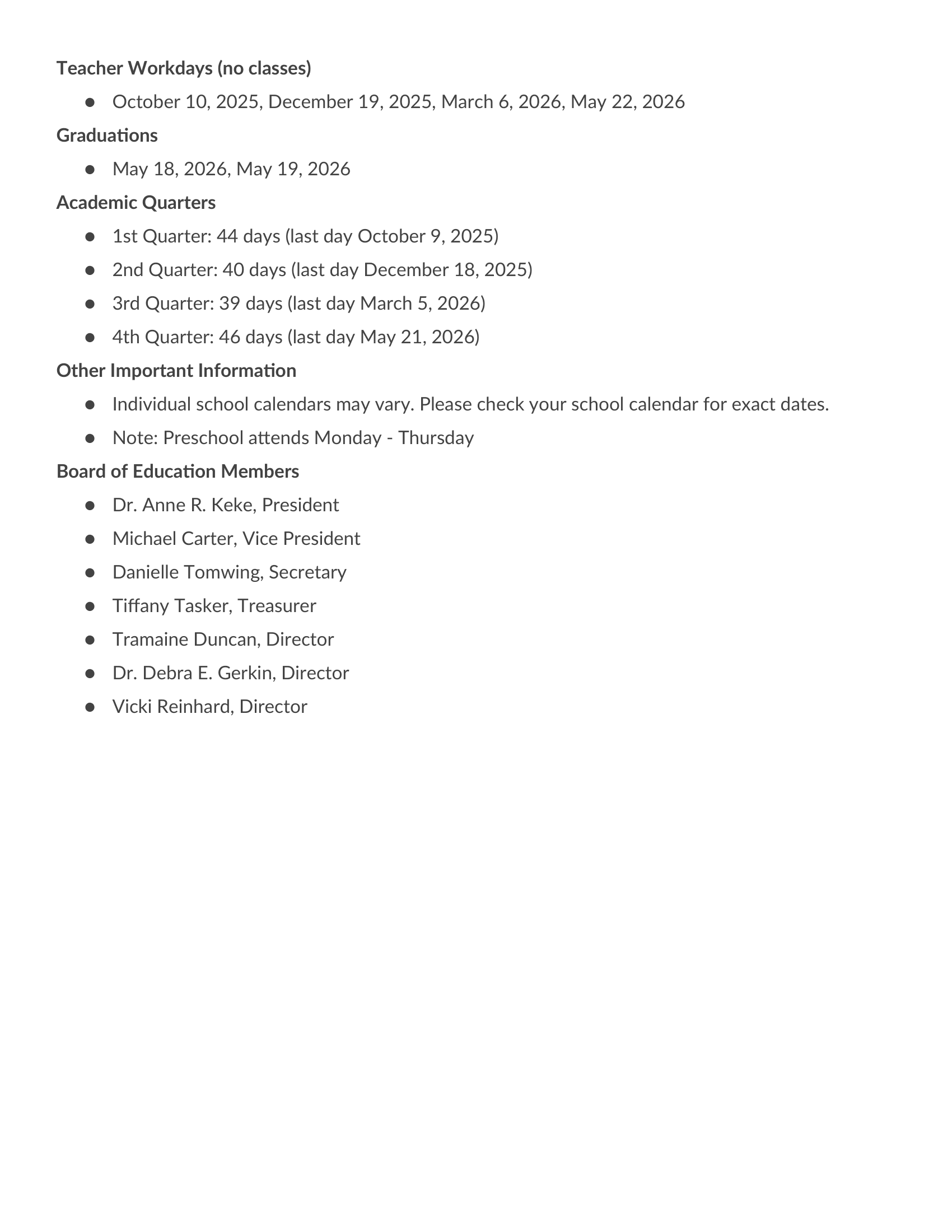 Aurora Public Schools  26-27 Calendar Updates