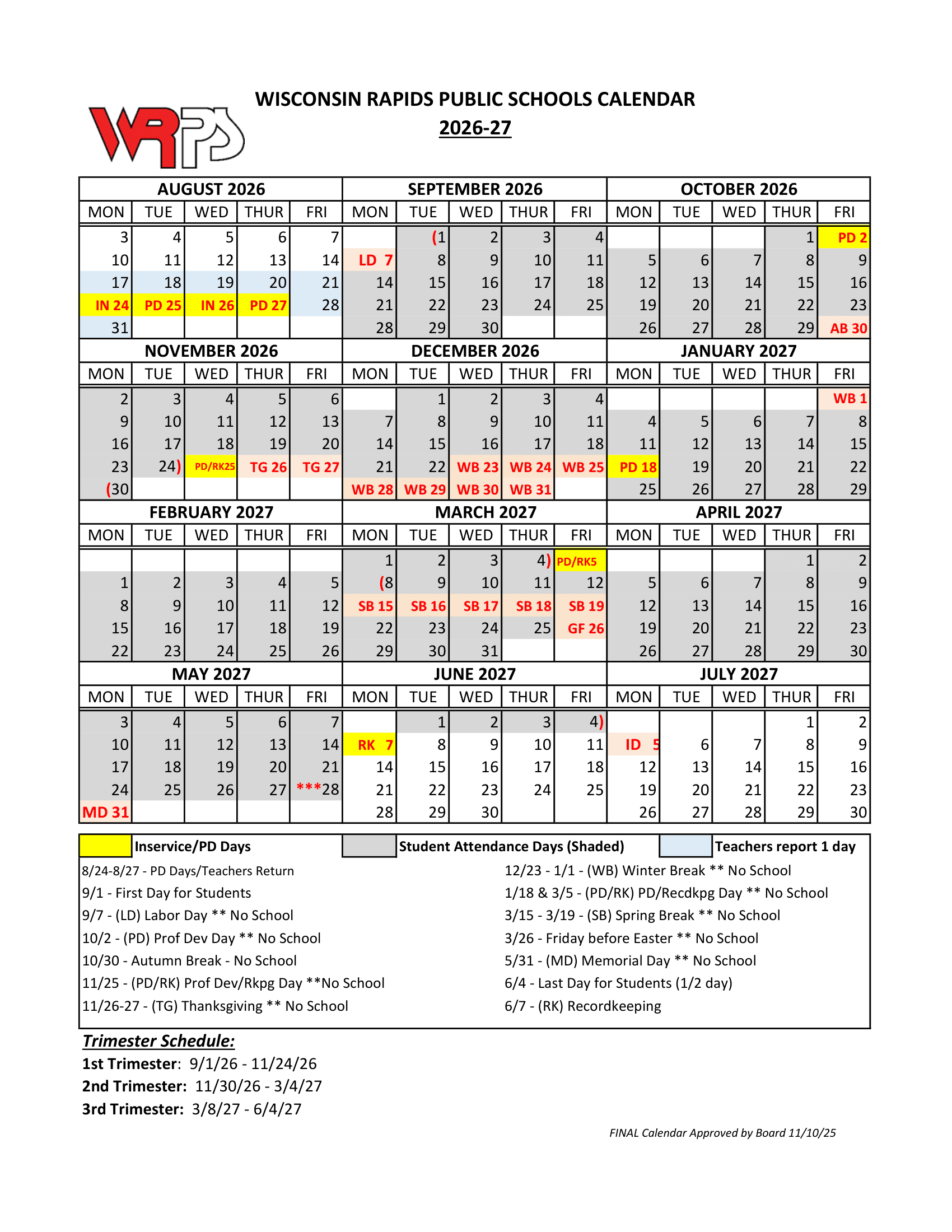 Wisconsin Rapids Public Schools District 26-27 Updates