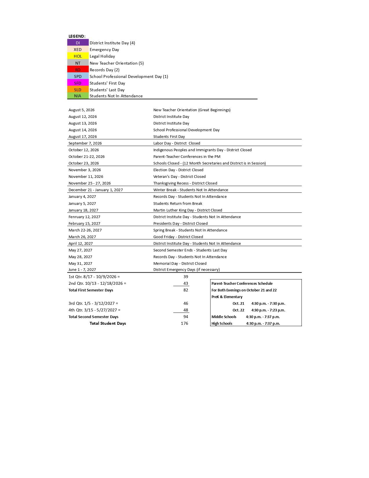 Waukegan CUSD WPS No. 60 Calendar 26-27 [PDF]