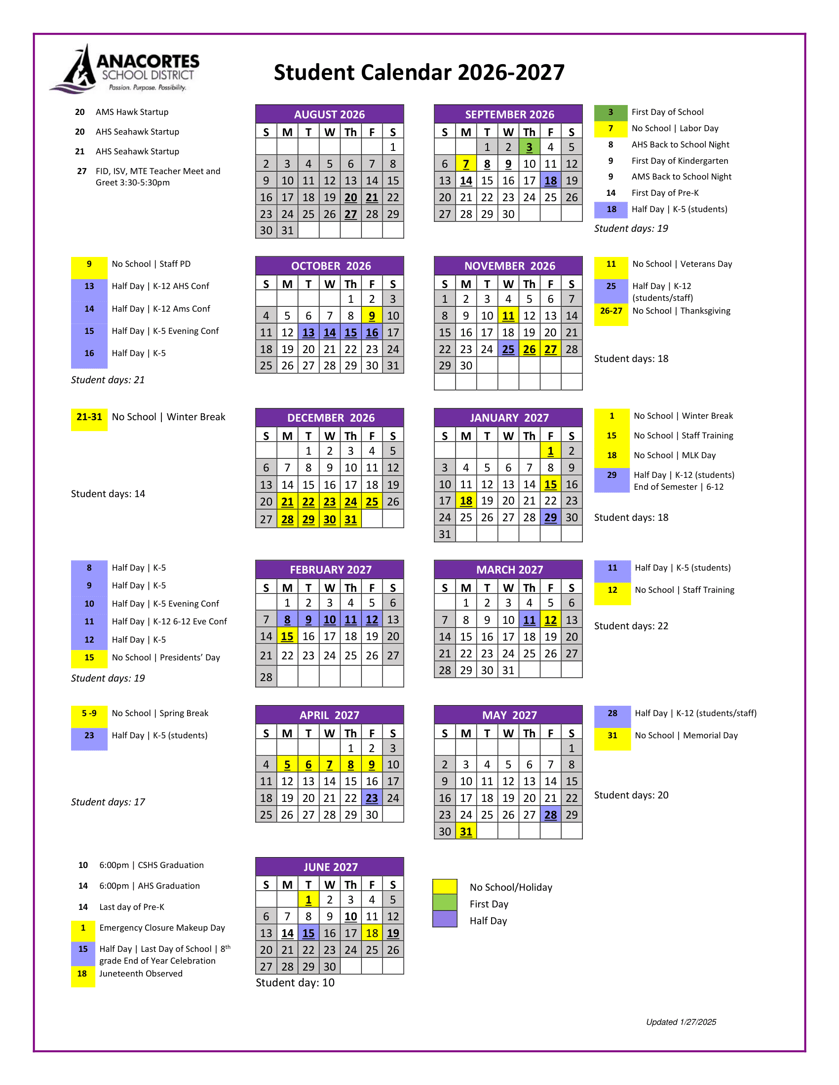 Anacortes School District Calendar 26-27 [PDF]