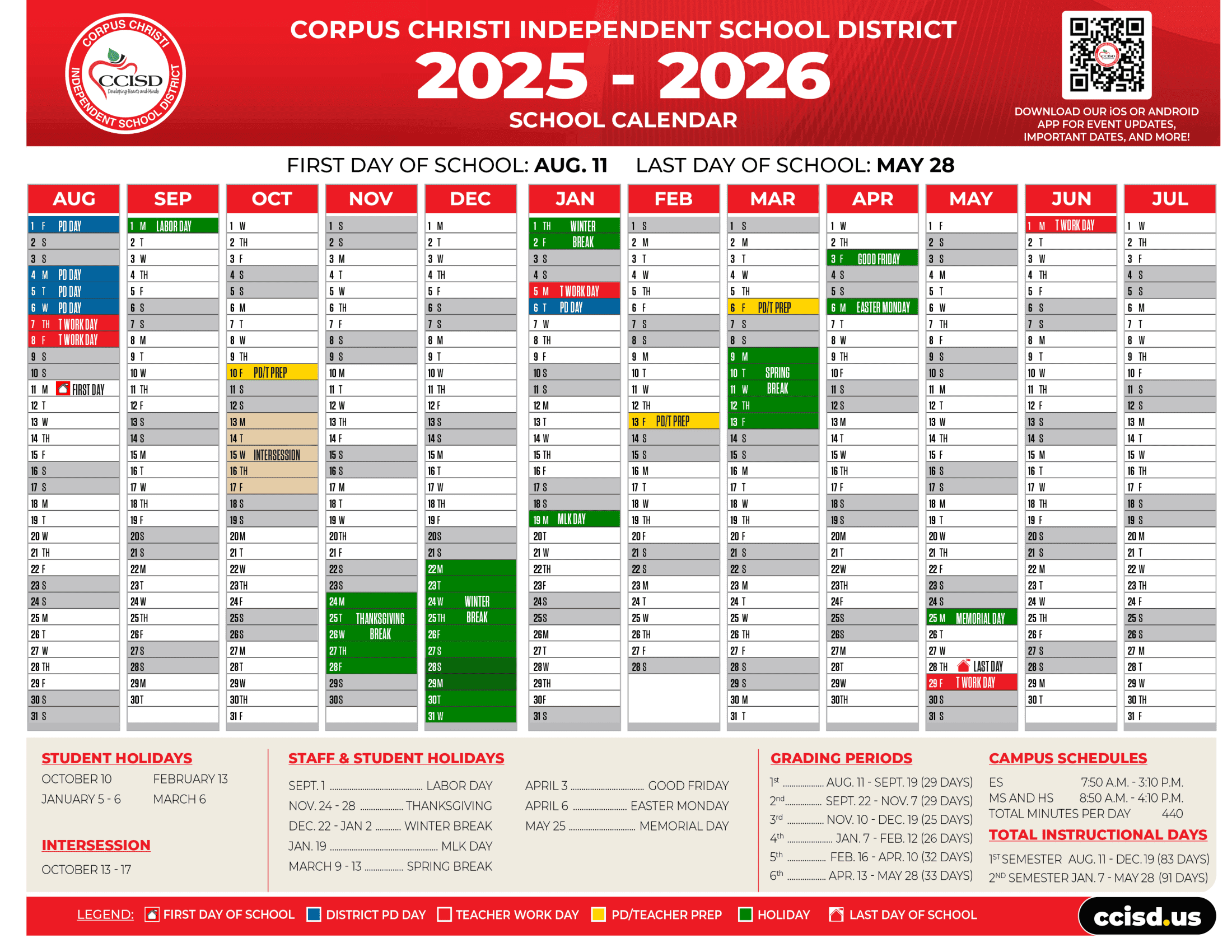 Corpus Christi ISD Calendar 26-27 Updated 