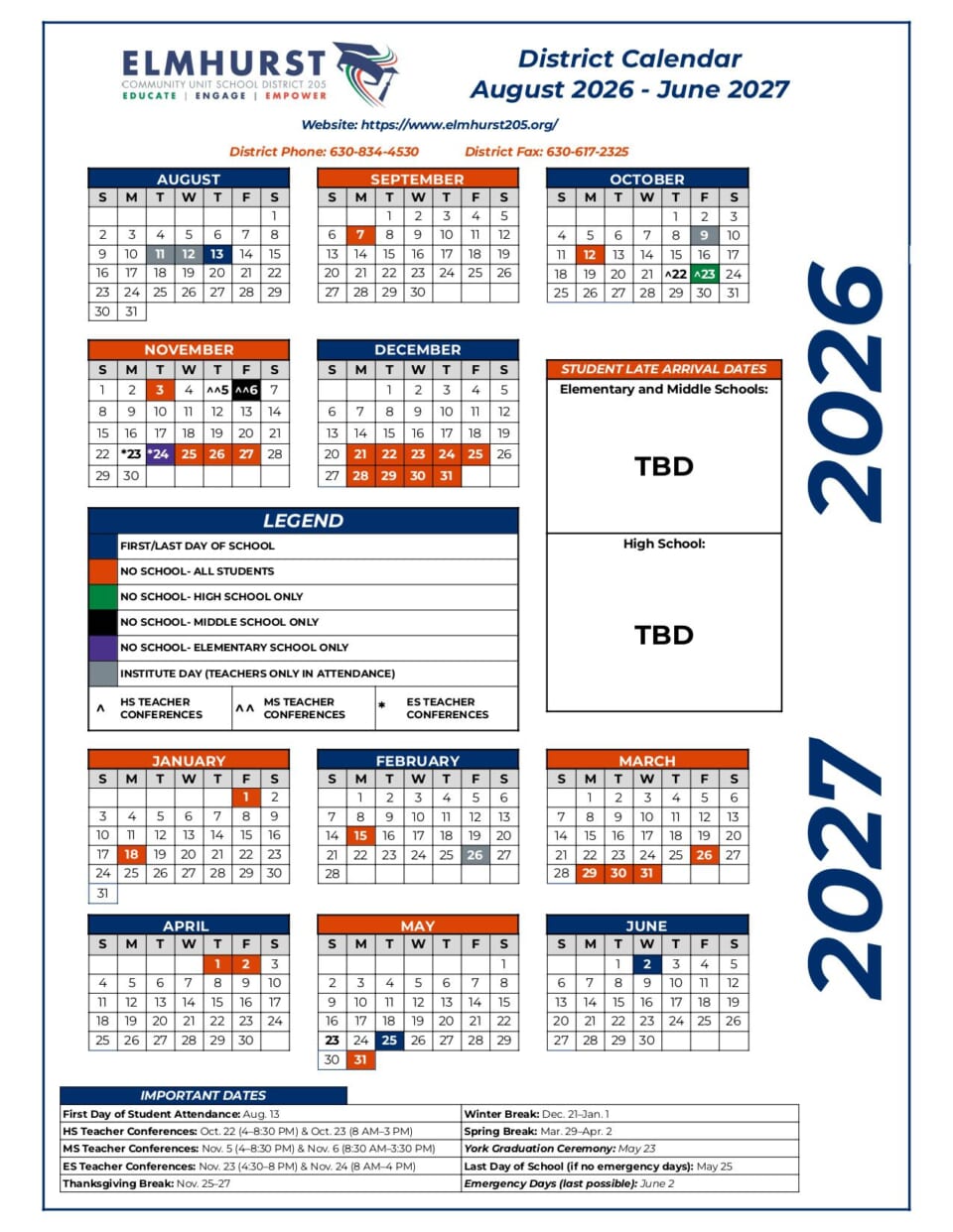 ELMHURST CUSD 205 Calendar 26 27 Revised PDF EduCounty ELMHURST CUSD 205 Calendar 26 27 Revised PDF EduCounty