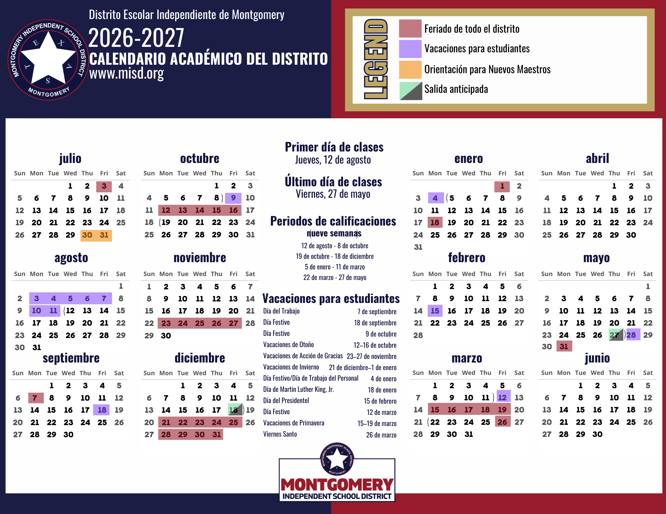 Montgomery Isd Calendar 26-27 Calendar [PDF]