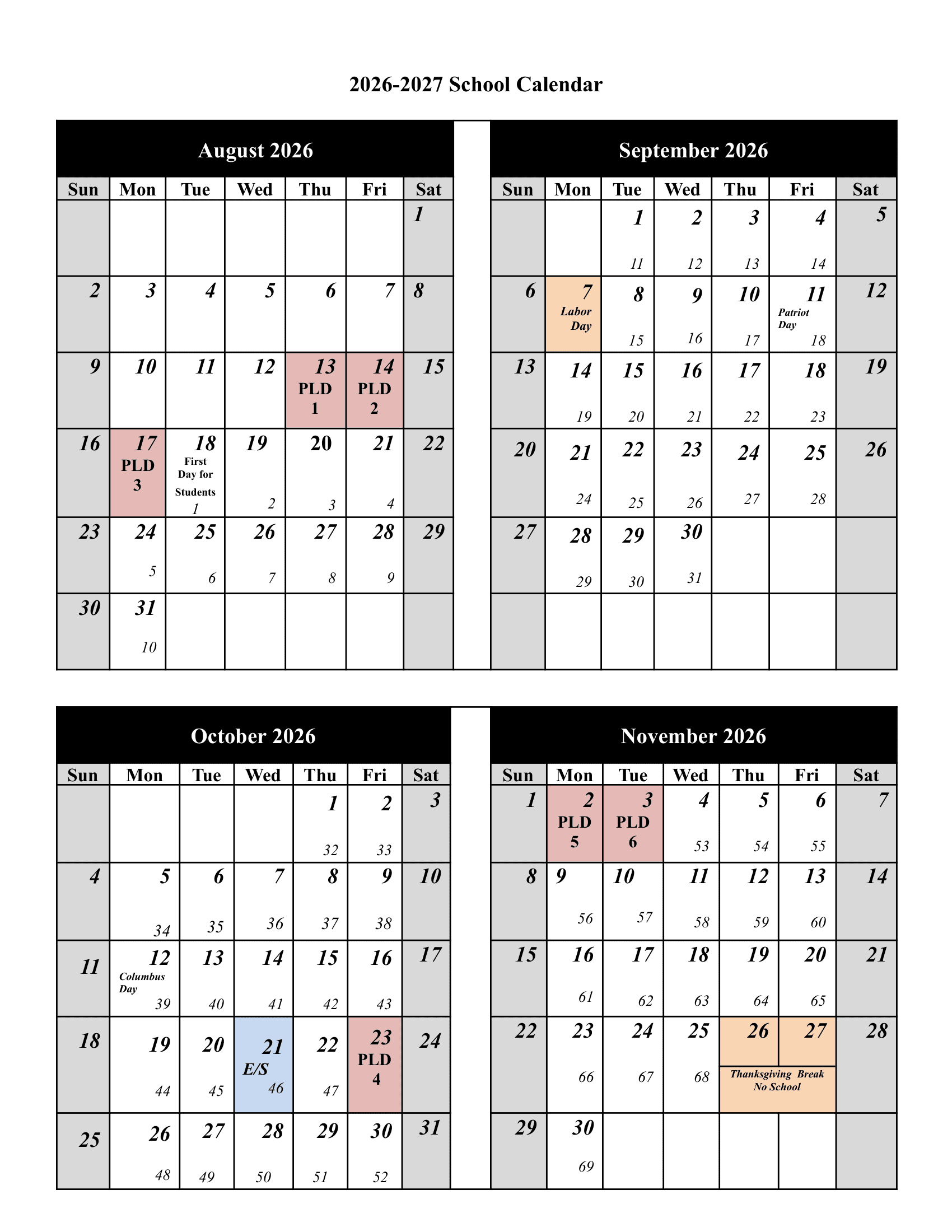 North Allegheny School District PA 26-27 Calendar Updated [PDF]