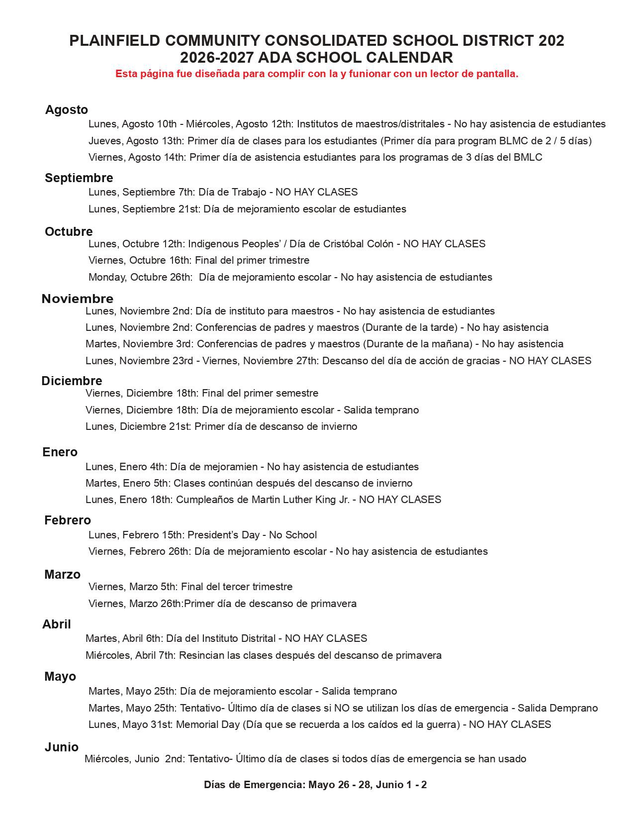 Plainfield PSD 202 Calendar 26-27 [PDF]