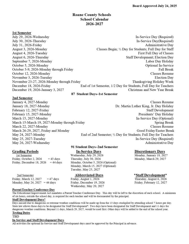 Roane County Schools Calendar 2026-2027...1