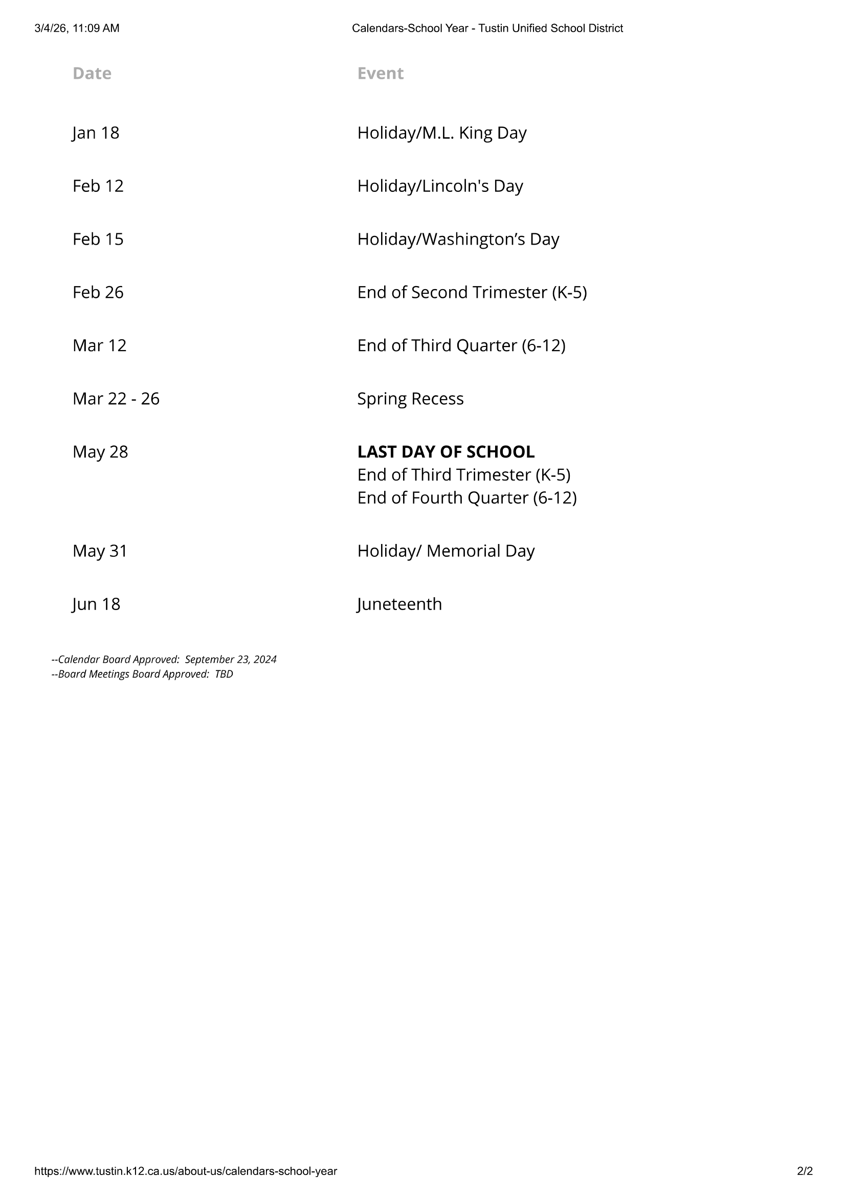 Tustin usd Unified School District 26-27 Calendar [PDF]