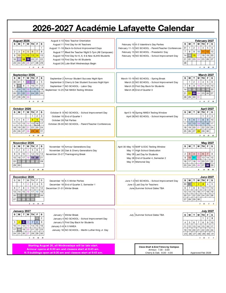 Académie Lafayette 2026-2027