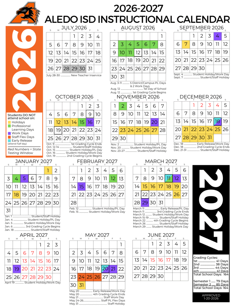 Aledo ISD 26-27 Calendar