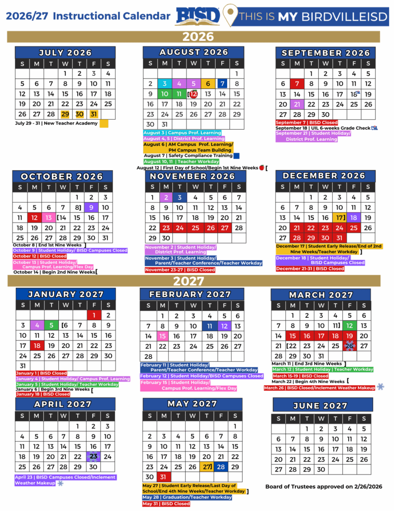 Birdville ISD 26-27 Calendar (2)