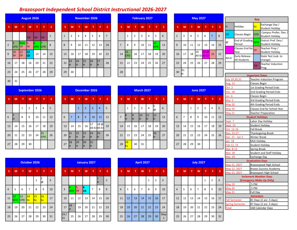 Brazosport Independent School District 26-27 Calendar