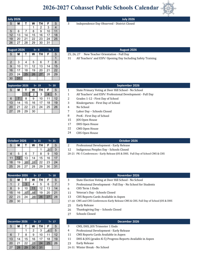 Cohasset Public Schools 26-27 Calendar (1)