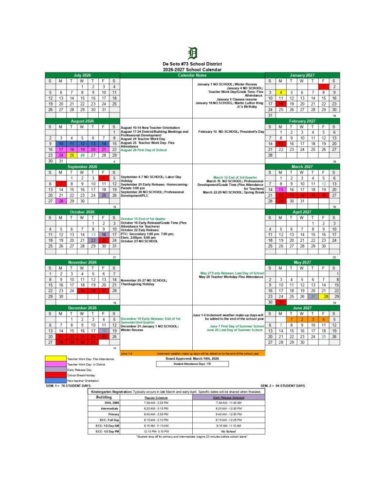 De Soto #73 School District 2026-2027