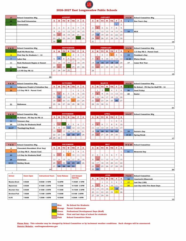 East Longmeadow Public Schools 26-27 Calendar (1)