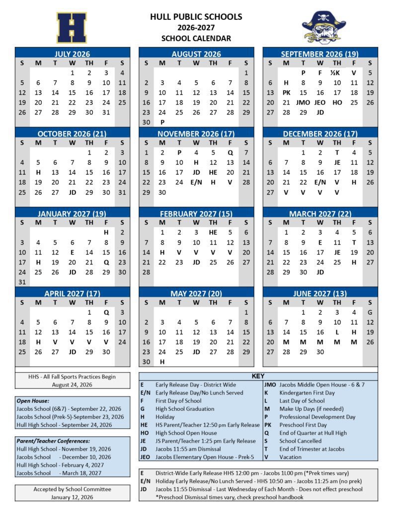 Hull Public Schools Calendar 2026-2027....11