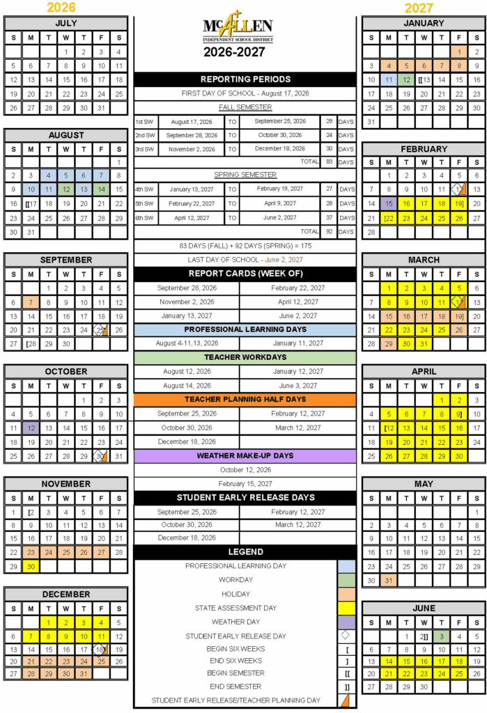 McAllen Independent School District 26-27 Calendar