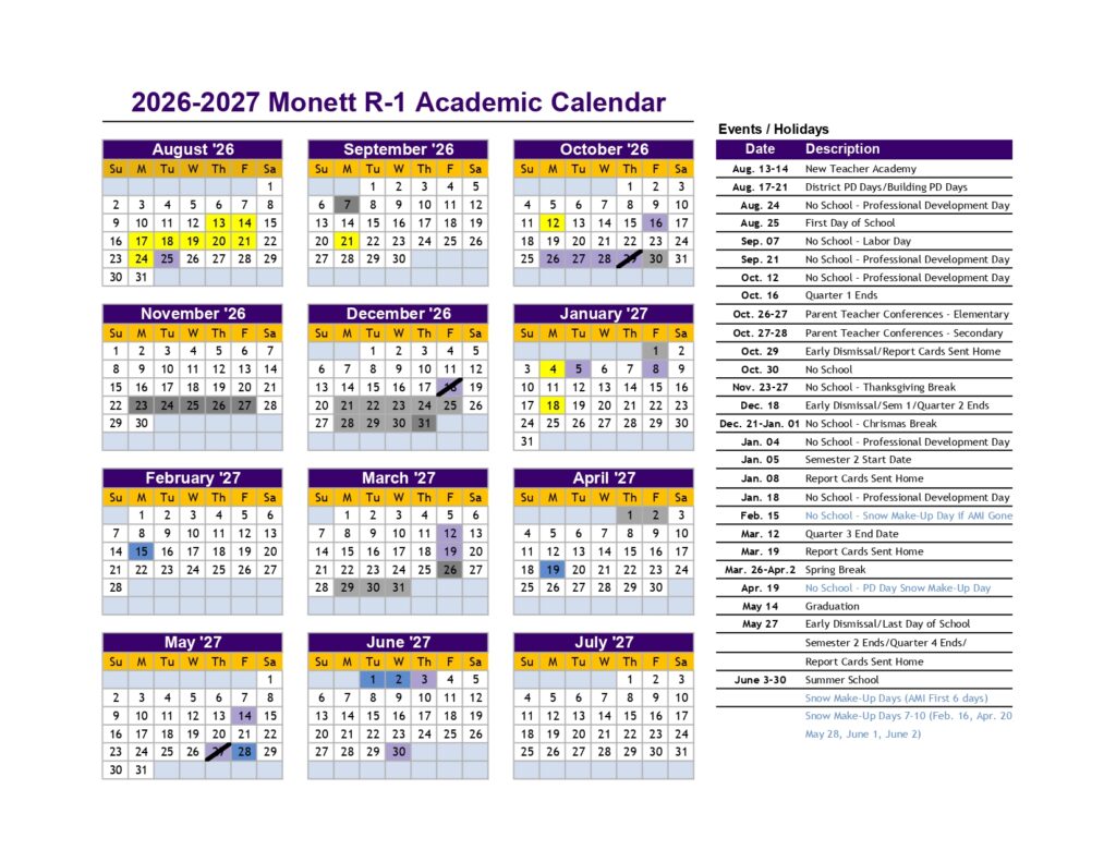Monett R-1 School 2026-2027