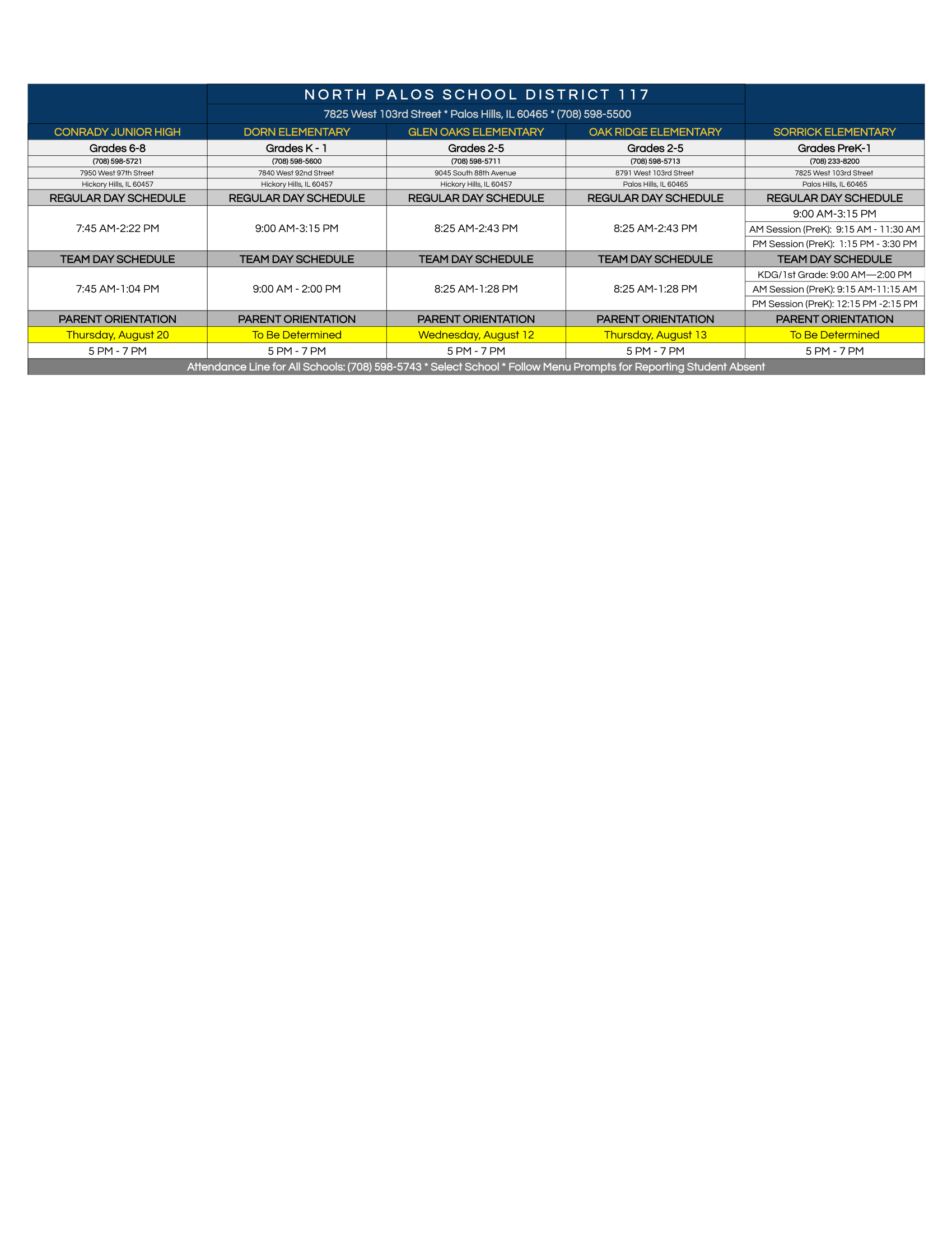 North Palos School District 117 Calendar 26-27 Updated