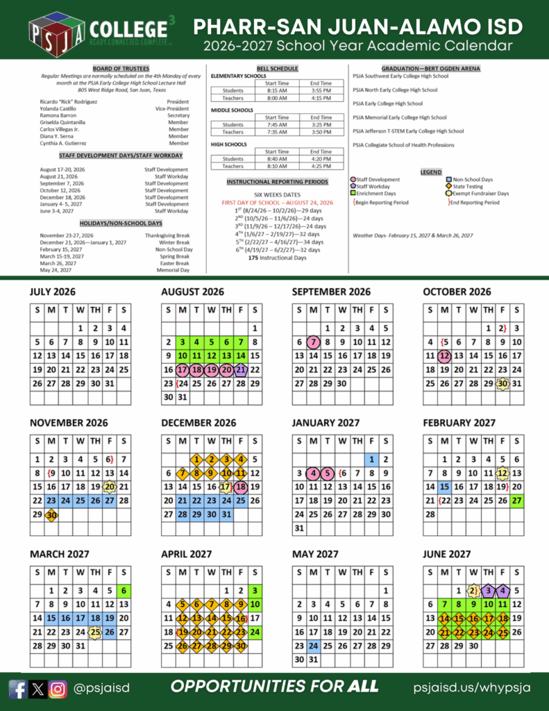 Pharr-San Juan-Alamo ISD 26-27 Calendar