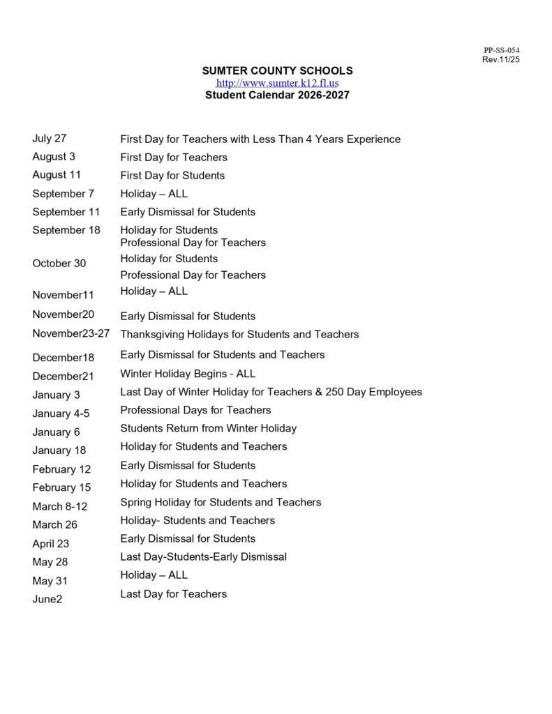 SUMTER COUNTY SCHOOLS fl