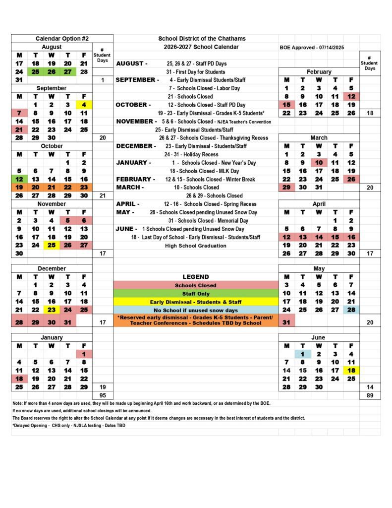 School District of the Chathams 2026-2027