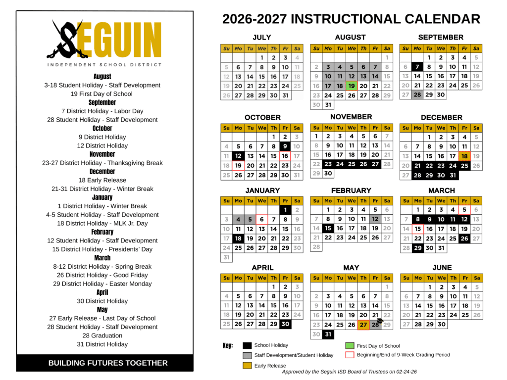 Seguin Independent School District 26-27 Calendar