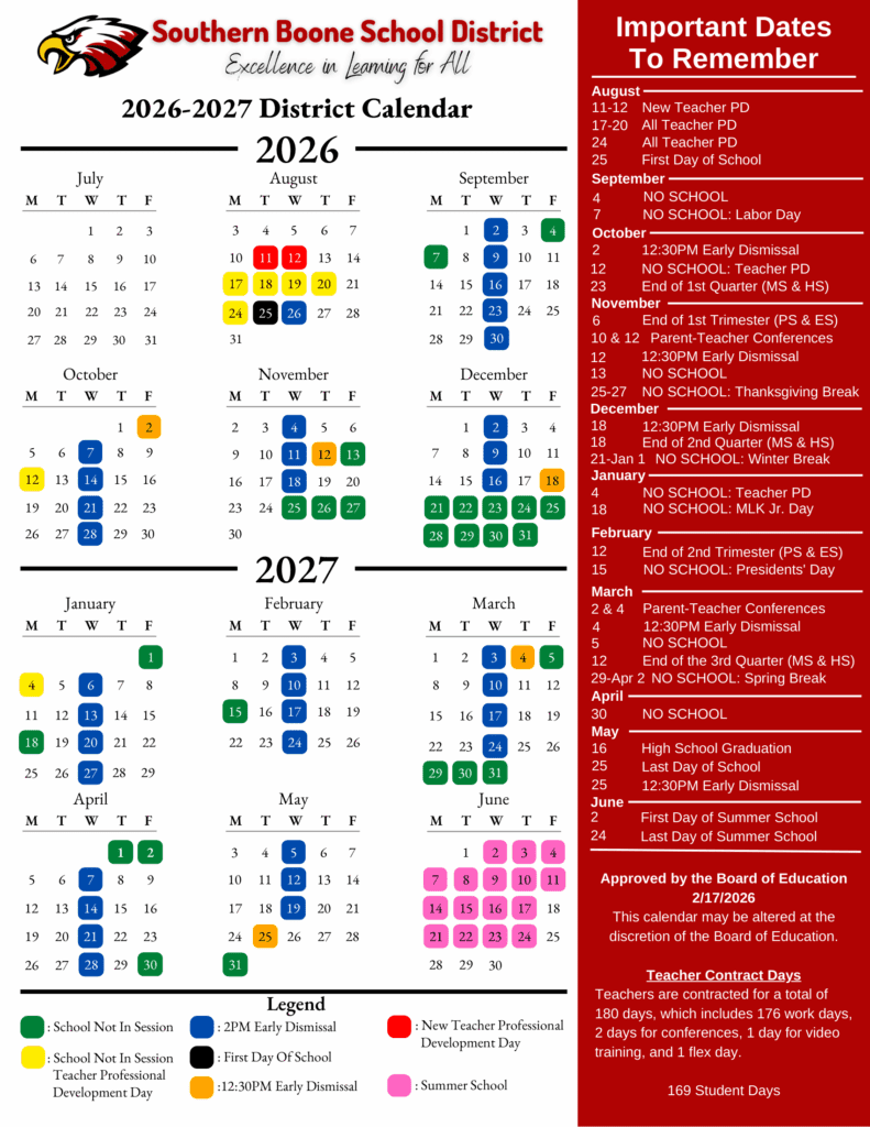 Southern Boone School District 26-27 Calendar