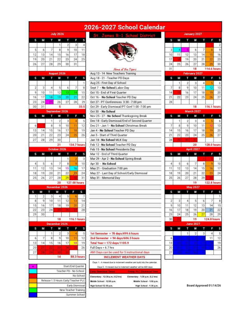 St. James R-1 School District 2026-2027