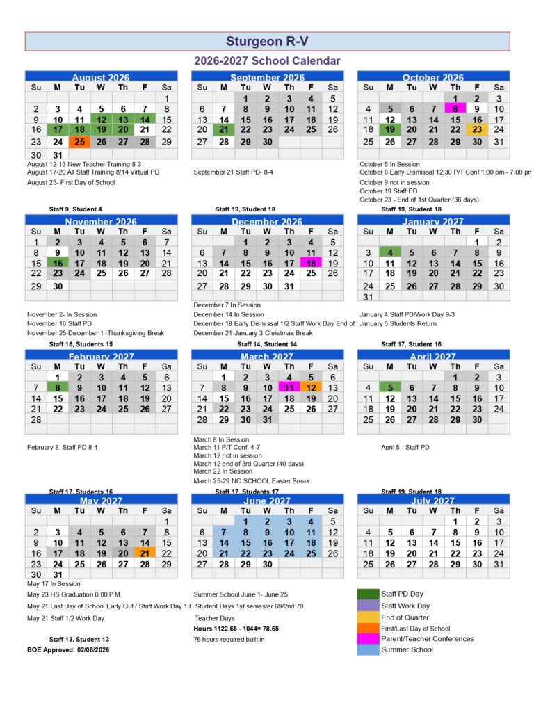 Sturgeon R-V 2026-2027