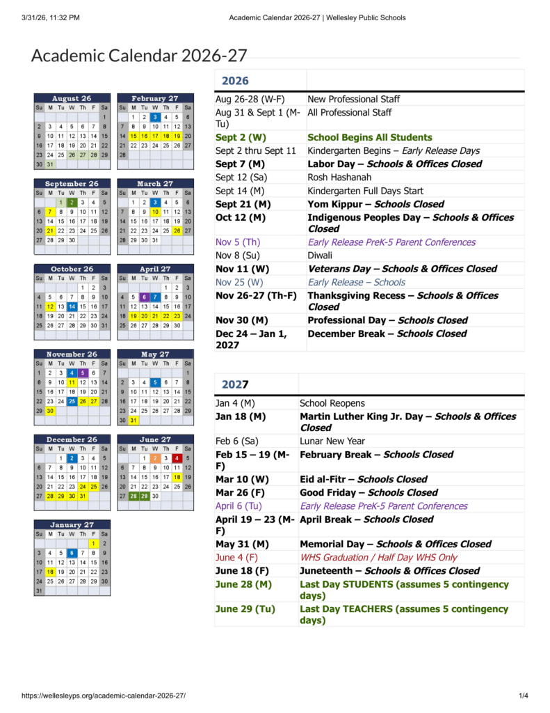 Wellesley Public Schools 26-27 Calendar (1)