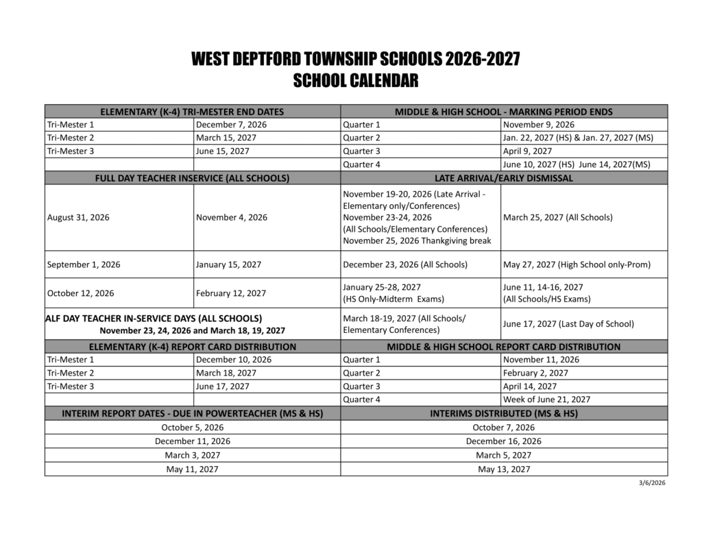 West Deptford Township Schools 26-27 Calendar (2)