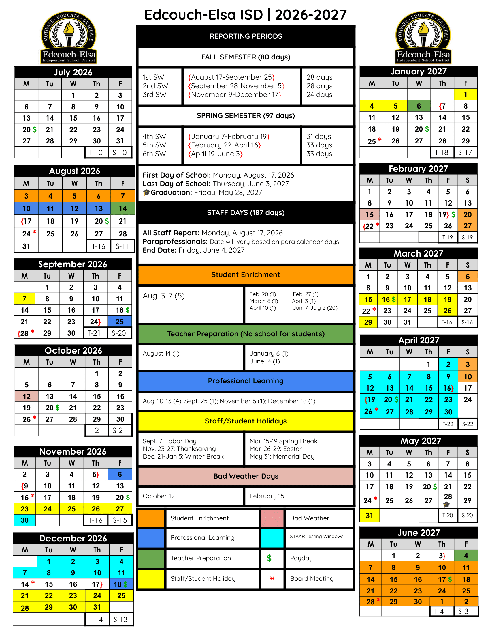 Edcouch-Elsa ISD Calendar 26-27 Revised PDF