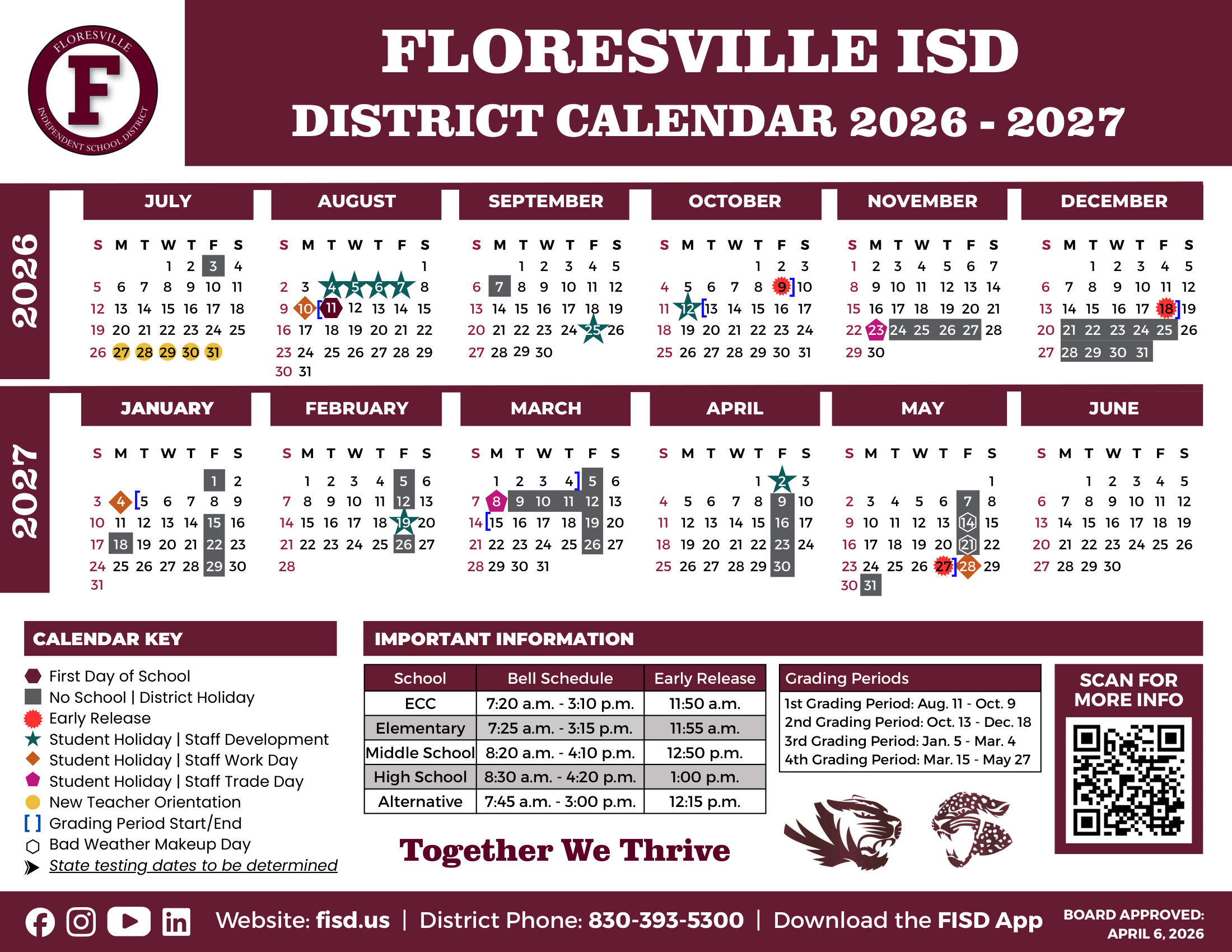 Floresville ISD Calendar 26-27 Revised PDF