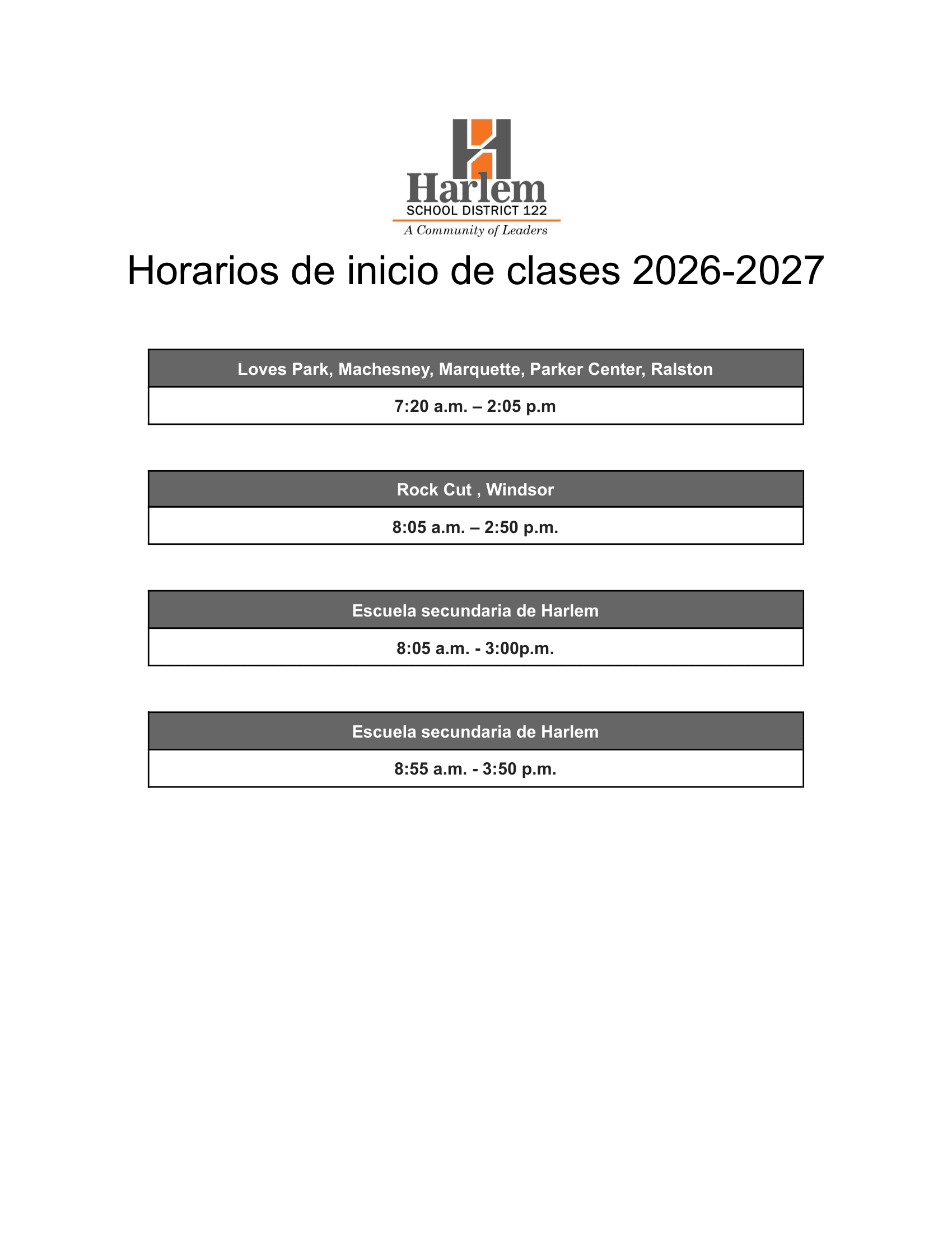 HARLEM SCHOOL DISTRICT #122 Calendar 26-27 Revised