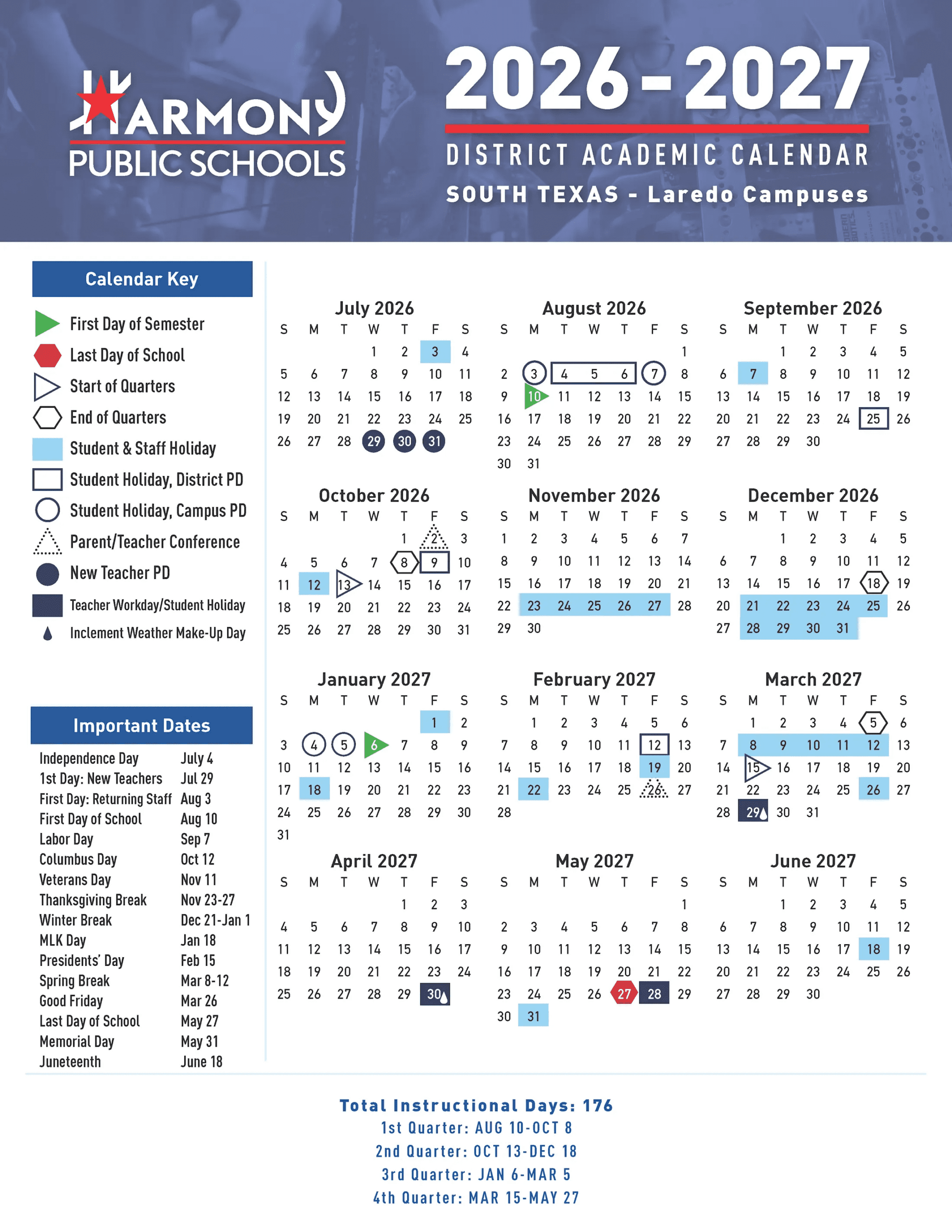 Harmony Public Schools Laredo Calendar 26-27 Revised PDF