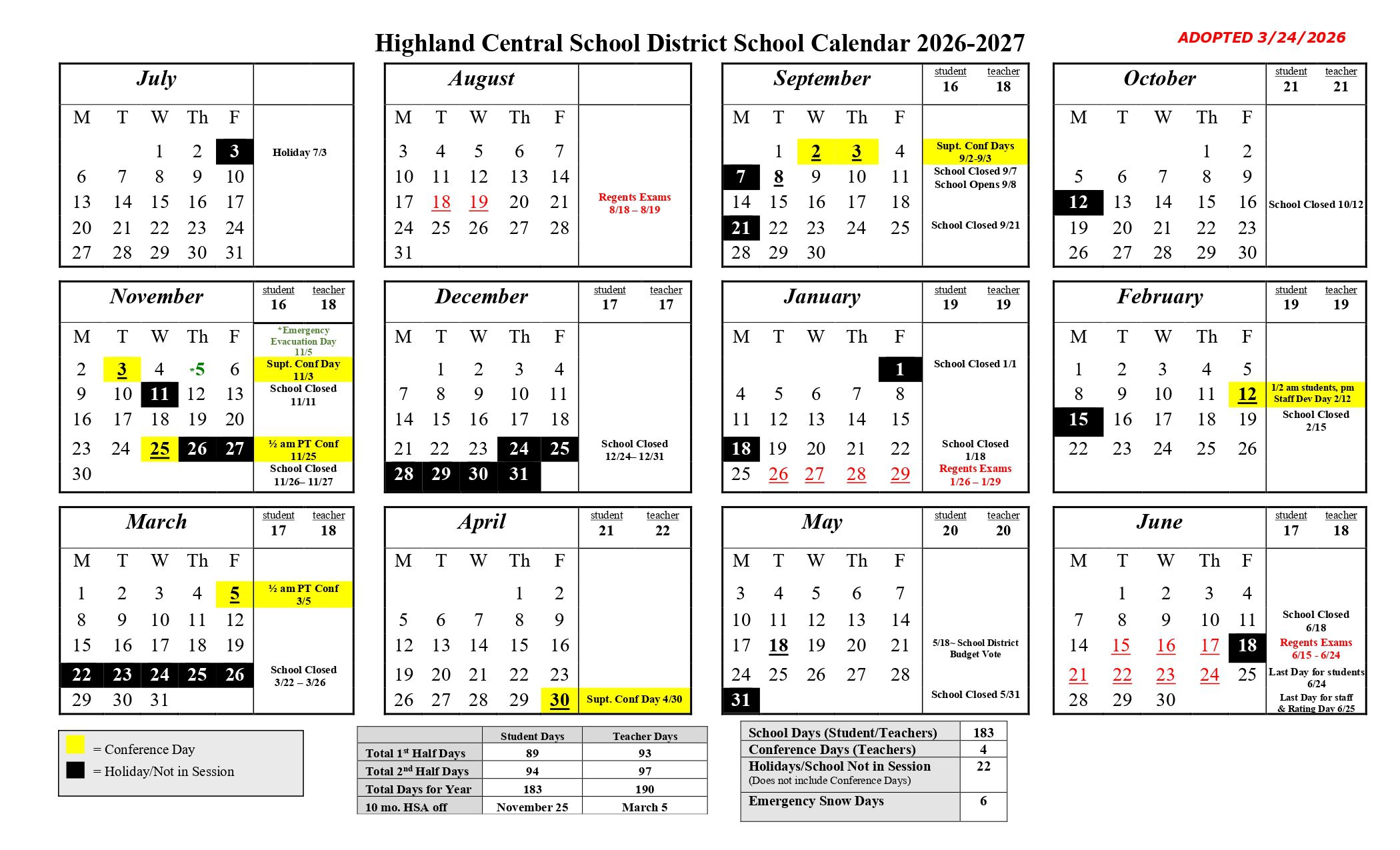 AVCS DISTRICT Calendar 26-27 Revised