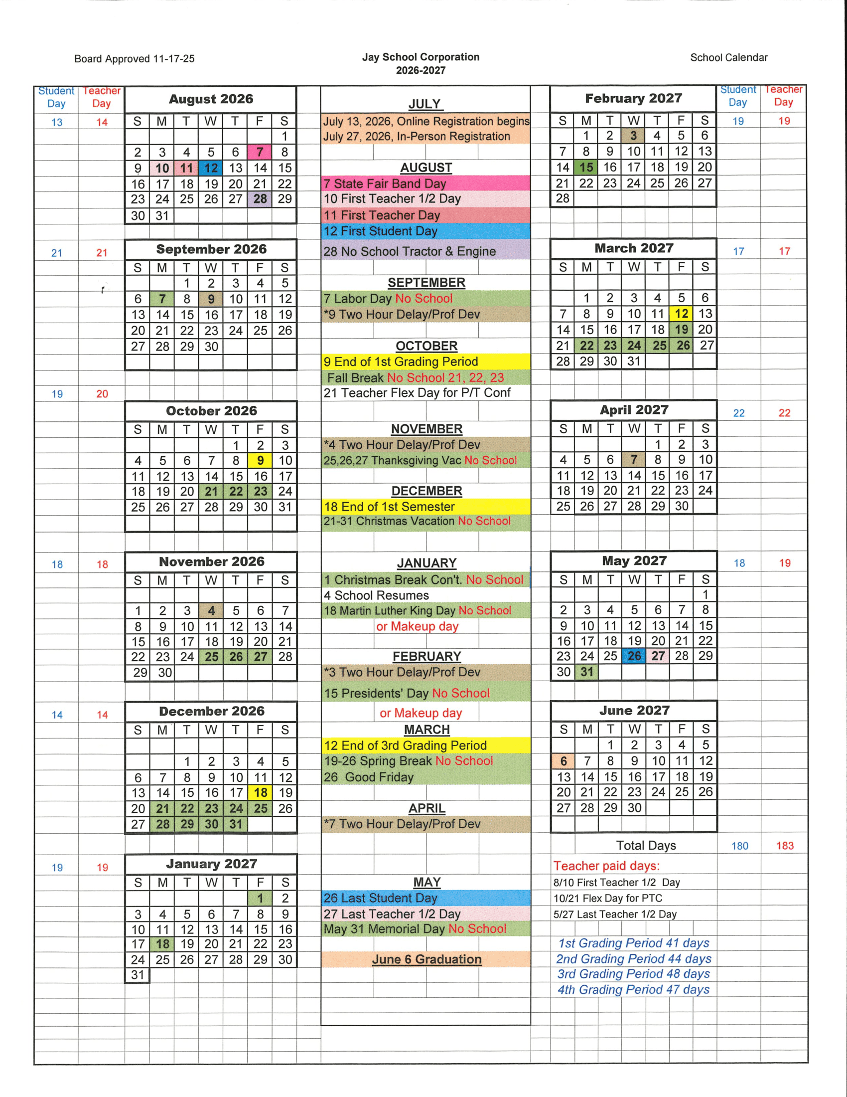 Jay School Corporation Calendar 26-27 Revised